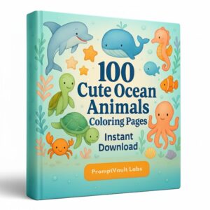 100 Cute Ocean Animals Coloring Pages | Premium Printable PDF Instant Download